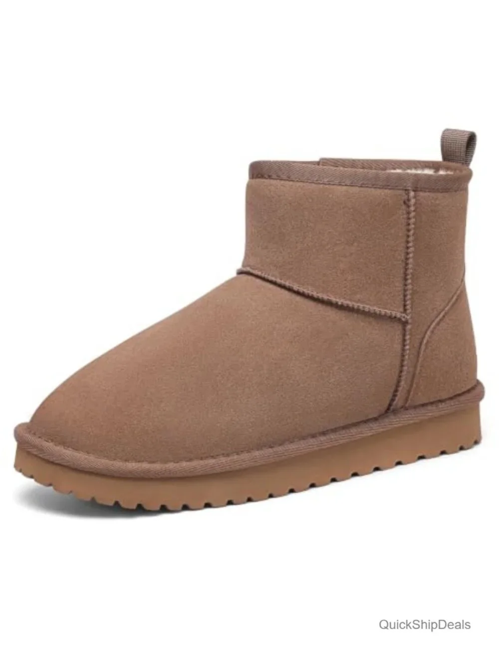 Winter Ankle Boots Suede Faux Fur Lined Slip On Water Resistant